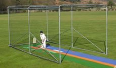 Classic 3.2m (H) wheeled mobile cricket net cage.