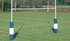 In ground steel socketed 6m heavy duty rugby goal posts.