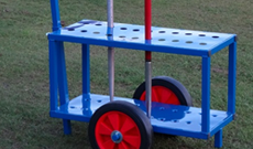 Wheeled javelin storage trolley.