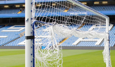 Hinged socketed goalpost net supports FBL-191.