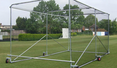 Premier 3.2m (H) wheeled mobile cricket net cage.