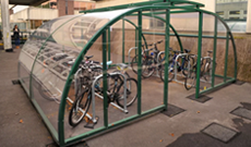 Perspex secure canopy bicycle storage shelter.