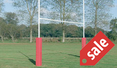 In ground steel socketed 6m high school rugby goalposts.