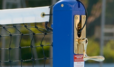 Steel square 76mm socketed mini tennis posts & net winder.