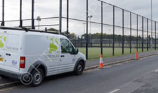 outdoor steel surround sports pitch fencing.