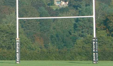 11m & 13m steel hinged folding rugby goalposts.