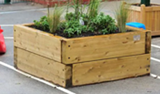 Square Natural Timber Planter