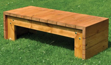 Outdoor Slatted Wooden Double Bench Seat