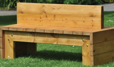 Outdoor Slatted Wooden Double Bench