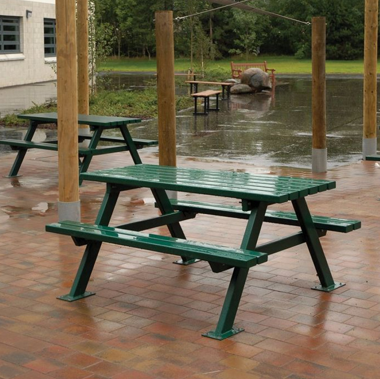 Outdoor Ground Fixed Steel Picnic Table Outdoor Ground Fixed Steel Picnic Table