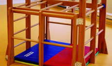 Wooden blizzard PE climbing frame.