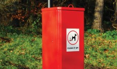 Municipal 40tr sealed post mounted dog waste bin.