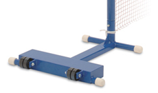 Steel badminton and tennis combination net posts.