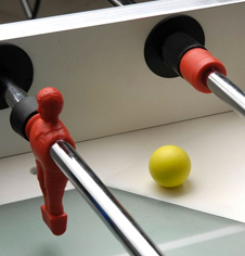 Garlando tables feature telescopic rods and ball return mechanisms