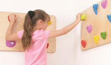 Indoor wall mounted play climbing panels.