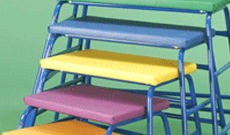 Nesting PE & gym steel padded activity stools.