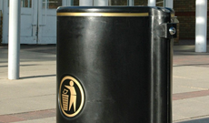 Open PVC public use outdoor litter bin.