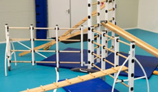 Freestanding school PE gym climbing island