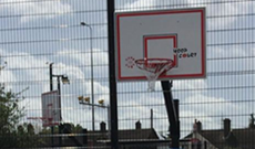 Senior outdoor steel full size in ground basketball match goals.