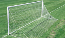 Pair of aluminium 7.32m x 2.44m socketed 3G Parks goalposts.