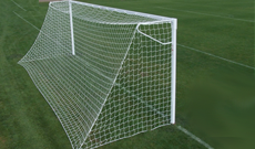 Pair of steel 7.32m x 2.44m ground socketed goalposts.