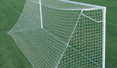 Pair of steel 7.32m x 2.44m ground socketed goalposts.