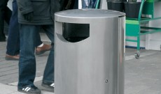 Public holbord stainless steel litter bin.