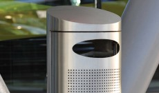 Public maddison stainless steel litter bin.