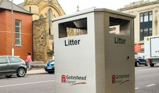 Public wheelie bin stainless steel park.