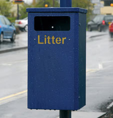 Post Mounted Steel Public Litter Bin