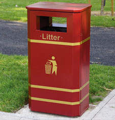 Ground Fixed Steel Public Litter Bin