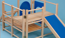 Wooden folding PE climbing frame.