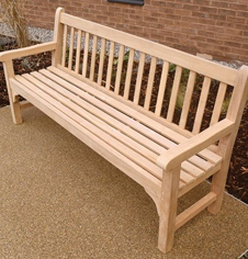 Outdoor Slatted Wooden Double Bench Outdoor Slatted Wooden Double Bench